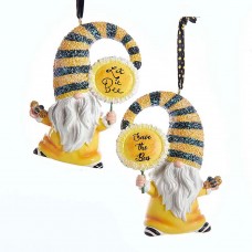 Set of 2 Bee Gnomes With Sunflower Ornaments